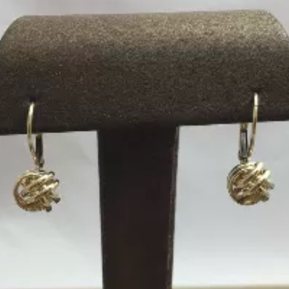 14K Pure Solid Yellow/White Gold Dangle Drop - Picture 3 of 3